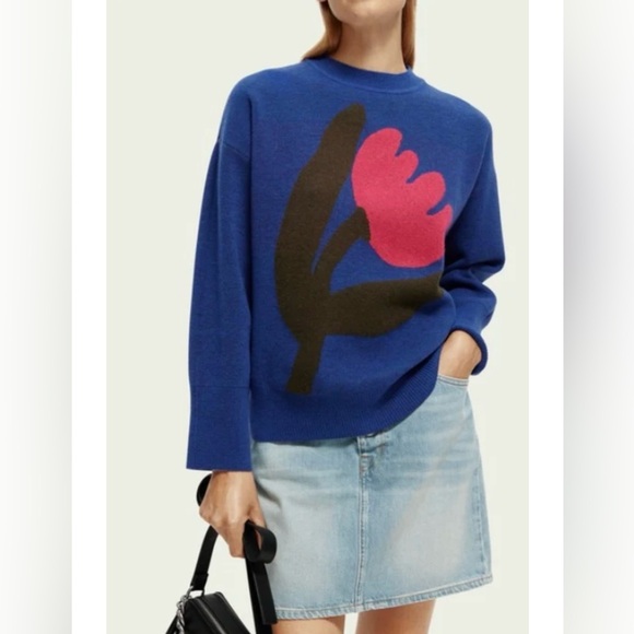 Scotch & Soda Sweaters - SCOTCH & SODA Blue Tulip Jumper Sweater